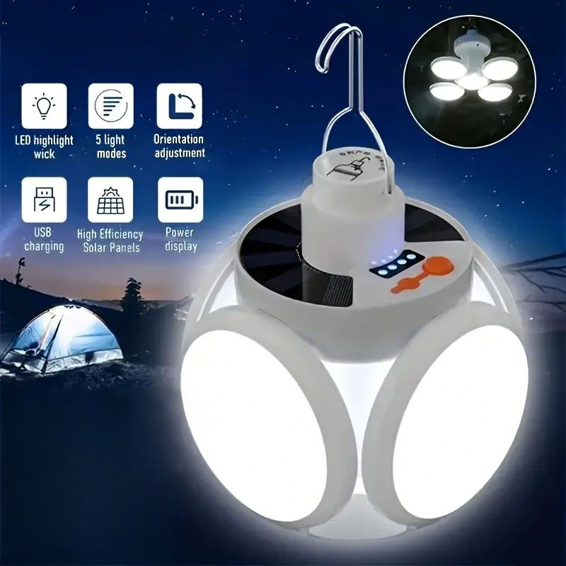 후크가있는 태양열 충전 조명 다중 조명 모드 접이식 휴 - Power Outage Light 리뷰 및 가격